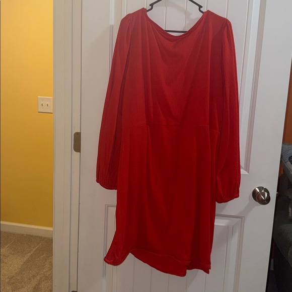 Orange faux wrap dress - Picture 3 of 3